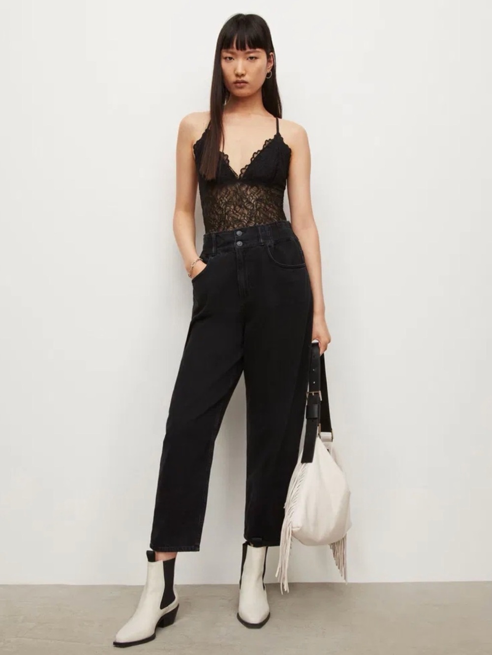 AllSaints Black Boyfriend Jeans